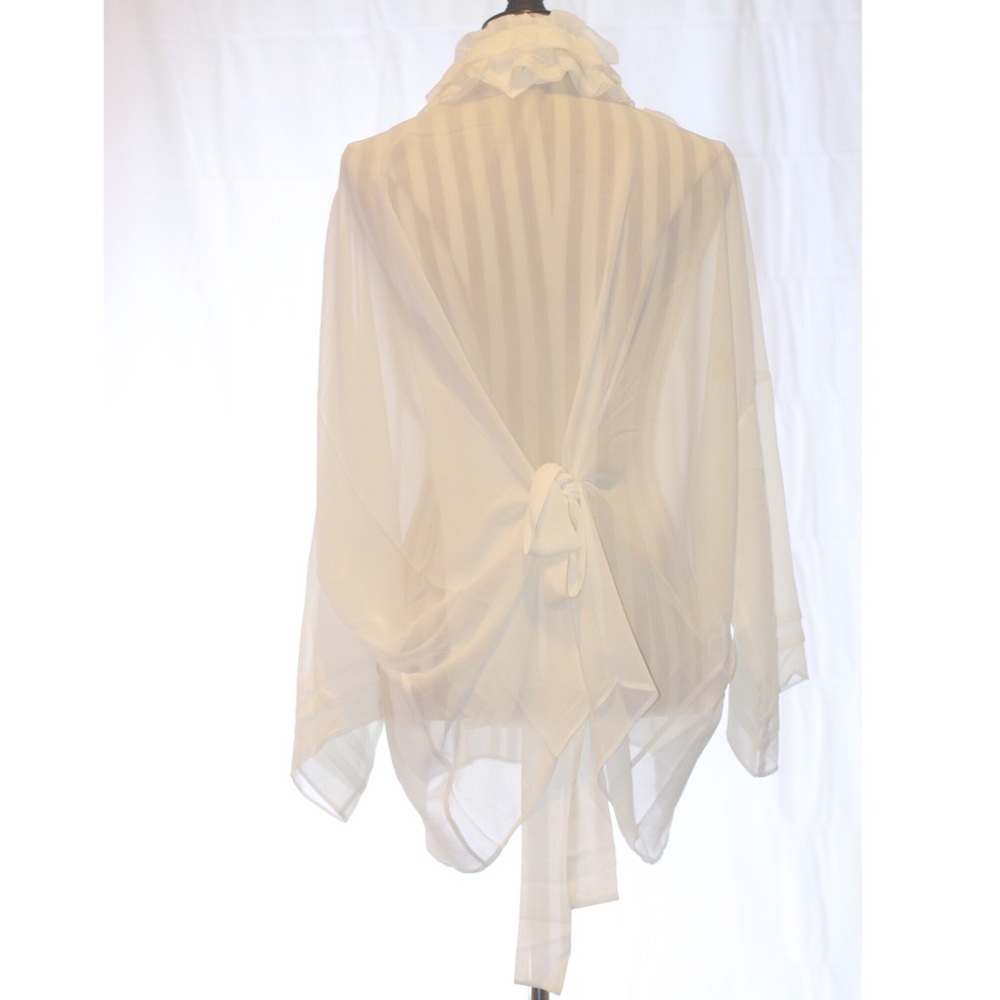 **SOLD*VINTAGE Spiegel  RUFFLES SHEER WHITE Blouse - Picture 5 of 8
